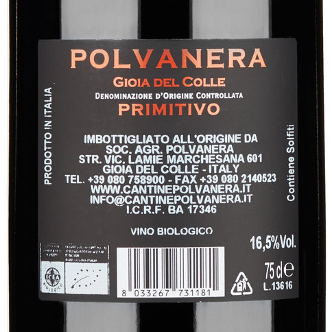 Gioia del Colle Primitivo DOC "17" 2020 - Polvanera